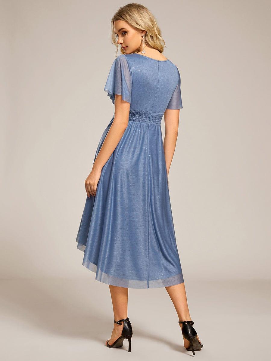 ever CLARYN|Glitter Short Sleeves Round Neck Midi Formal Dress