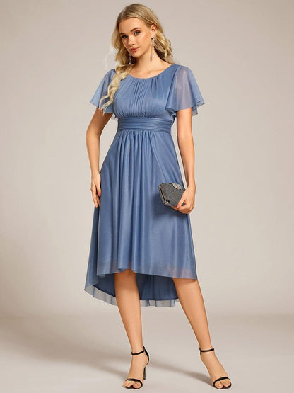 ever CLARYN|Glitter Short Sleeves Round Neck Midi Formal Dress