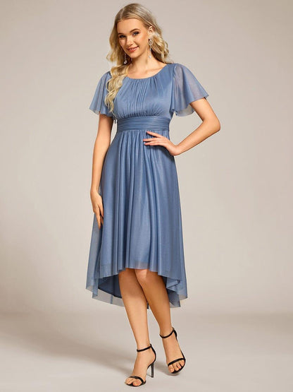 ever CLARYN|Glitter Short Sleeves Round Neck Midi Formal Dress