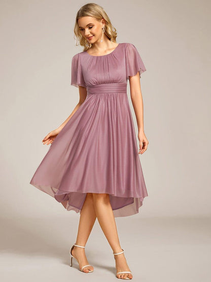 ever CLARYN|Glitter Short Sleeves Round Neck Midi Formal Dress