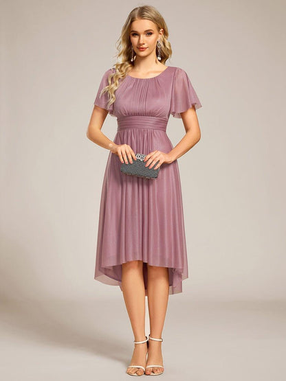 ever CLARYN|Glitter Short Sleeves Round Neck Midi Formal Dress