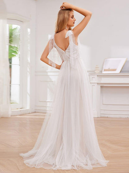 TAHIRA'S BRIDE|Romantic Lace and Tulle Tie-Shoulder Wedding Dress