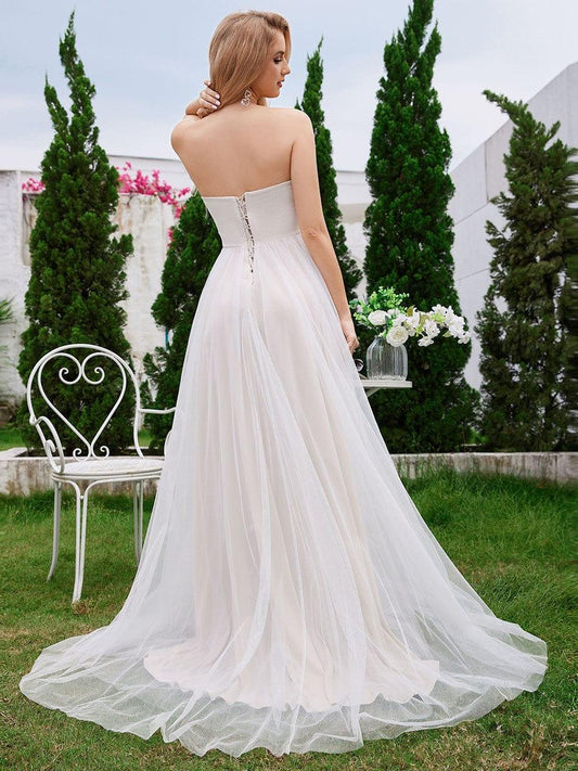 ESPÉRIS'S BRIDE|Strapless Corset See-Through Back Lace-Up A-Line Wedding Dress