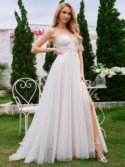 ESPÉRIS'S BRIDE|Strapless Corset See-Through Back Lace-Up A-Line Wedding Dress