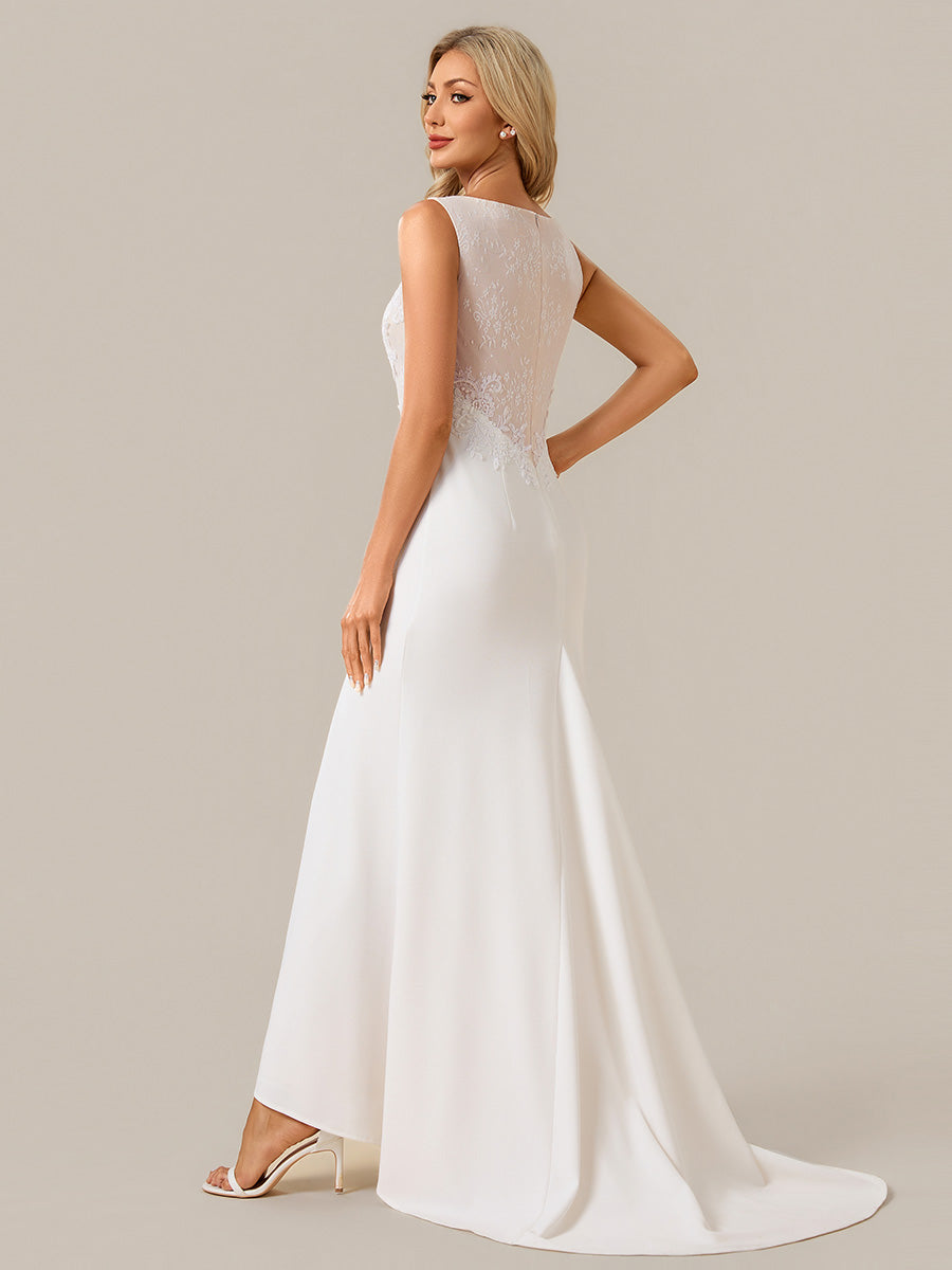 Floral Knit Sleeveless Wedding Dress