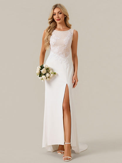 Floral Knit Sleeveless Wedding Dress