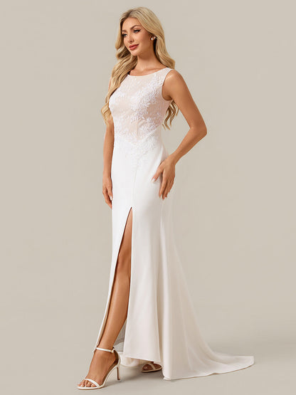 Floral Knit Sleeveless Wedding Dress