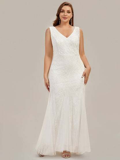 Patchwork Sequin Sleeveless Wedding Dress