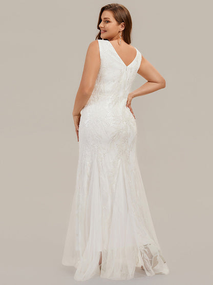 Patchwork Sequin Sleeveless Wedding Dress