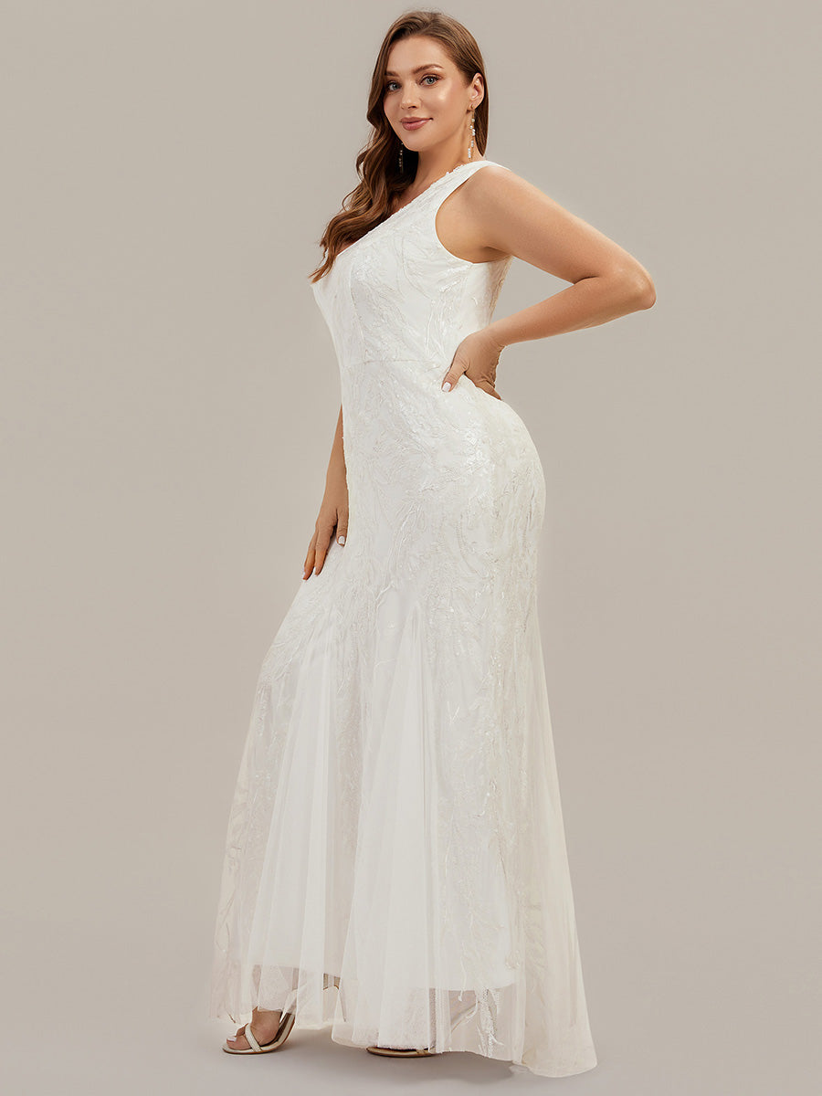 Patchwork Sequin Sleeveless Wedding Dress