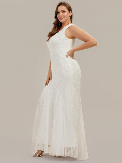 Patchwork Sequin Sleeveless Wedding Dress