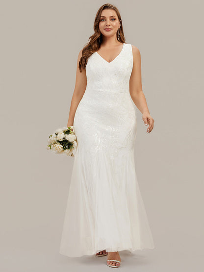 Patchwork Sequin Sleeveless Wedding Dress