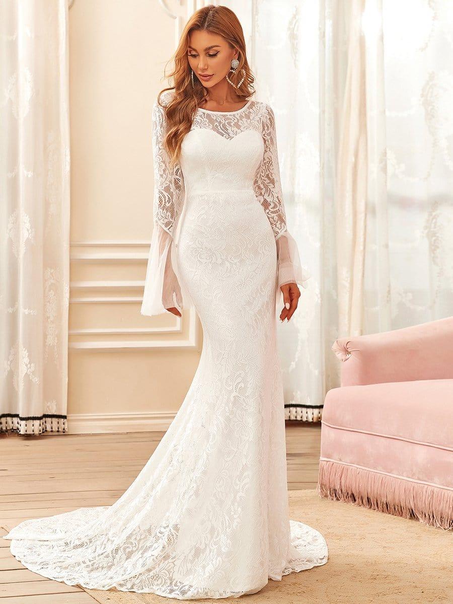 VALENZA'S BRIDE|Sweetheart Long Bell Sleeve Mermaid Wedding Dress