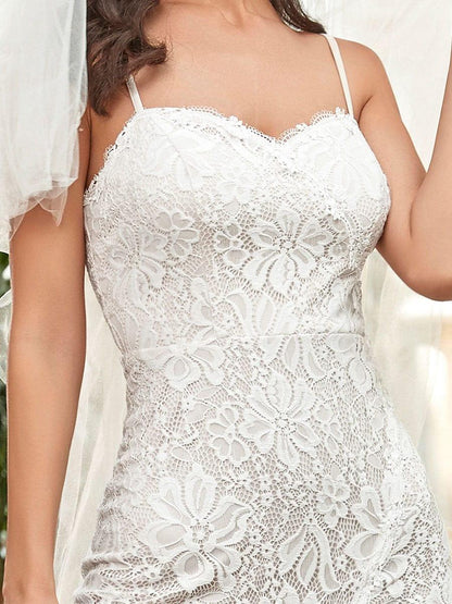 ORCELLA'S BRIDE|Spaghetti Strap Lace Backless Long Fishtail Wedding Dress