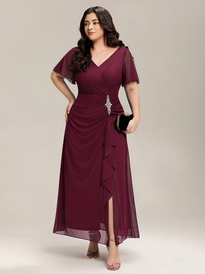 ever MARIEL|Side Split Chiffon Ruffle Sleeve Dress