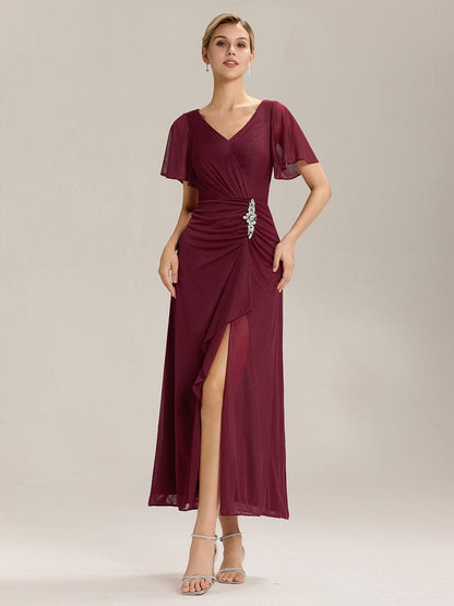 ever MARIEL|Side Split Chiffon Ruffle Sleeve Dress