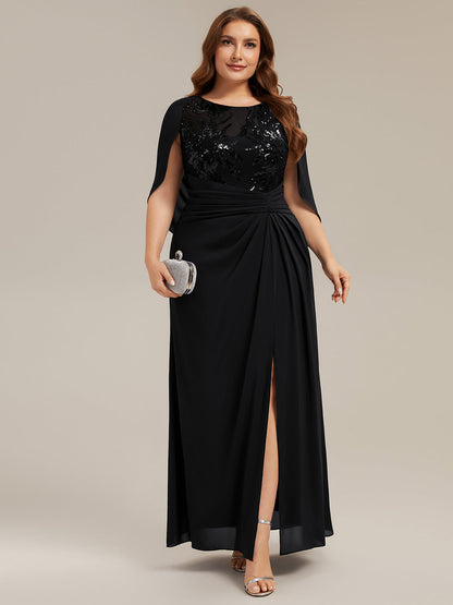 Plus Size See-through Chiffon Mother of the Bride Dress