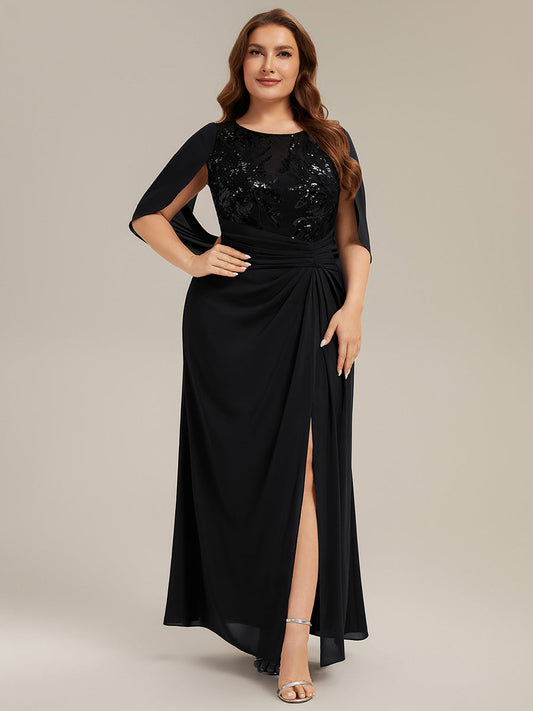 Plus Size See-through Chiffon Mother of the Bride Dress