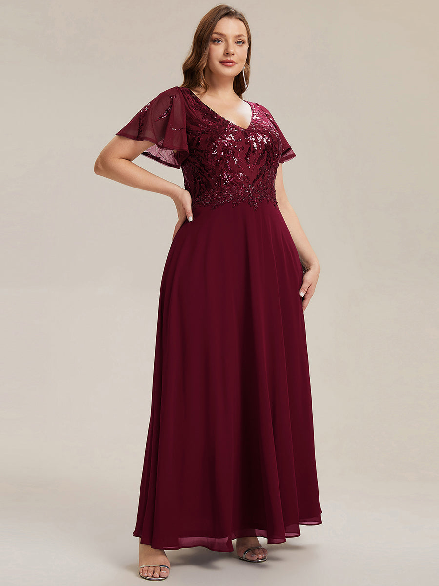 Plus Size Applique Sequin Mother of the Bride Dress