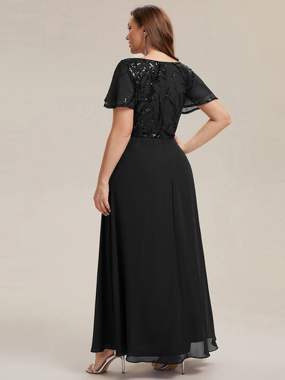 Plus Size Applique Sequin Mother of the Bride Dress