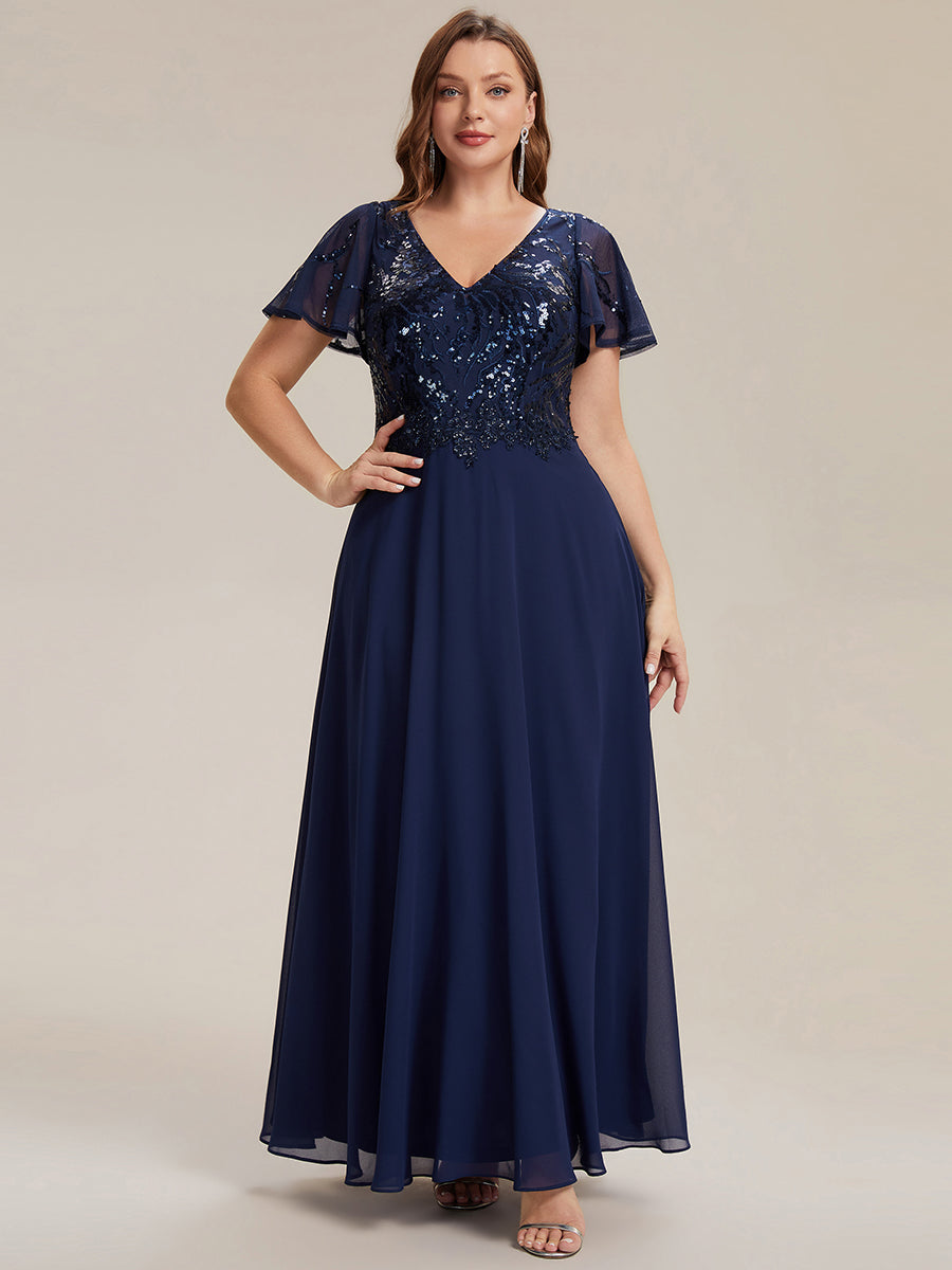 Plus Size Applique Sequin Mother of the Bride Dress