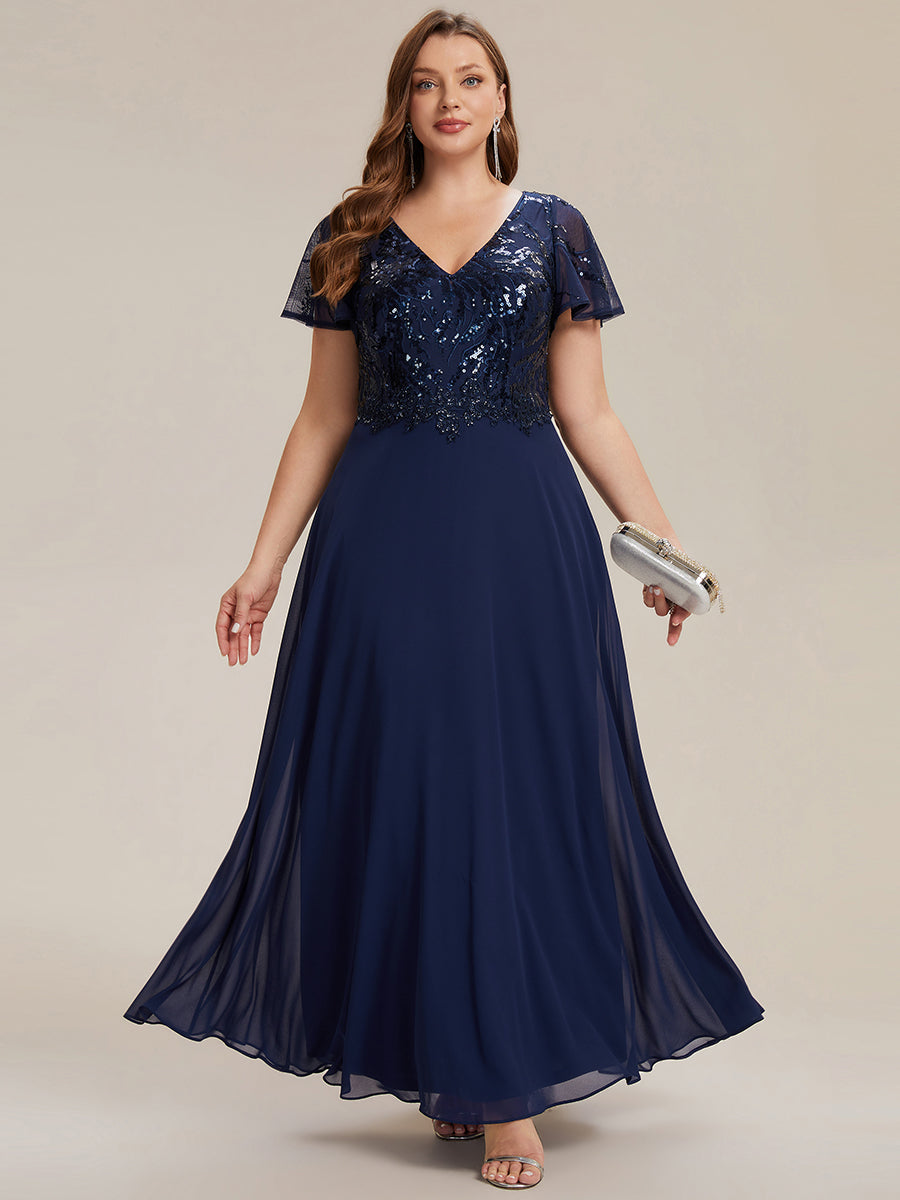 Plus Size Applique Sequin Mother of the Bride Dress