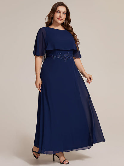 Chiffon Cape Sleeve A-Line Mother of the Bride Dress