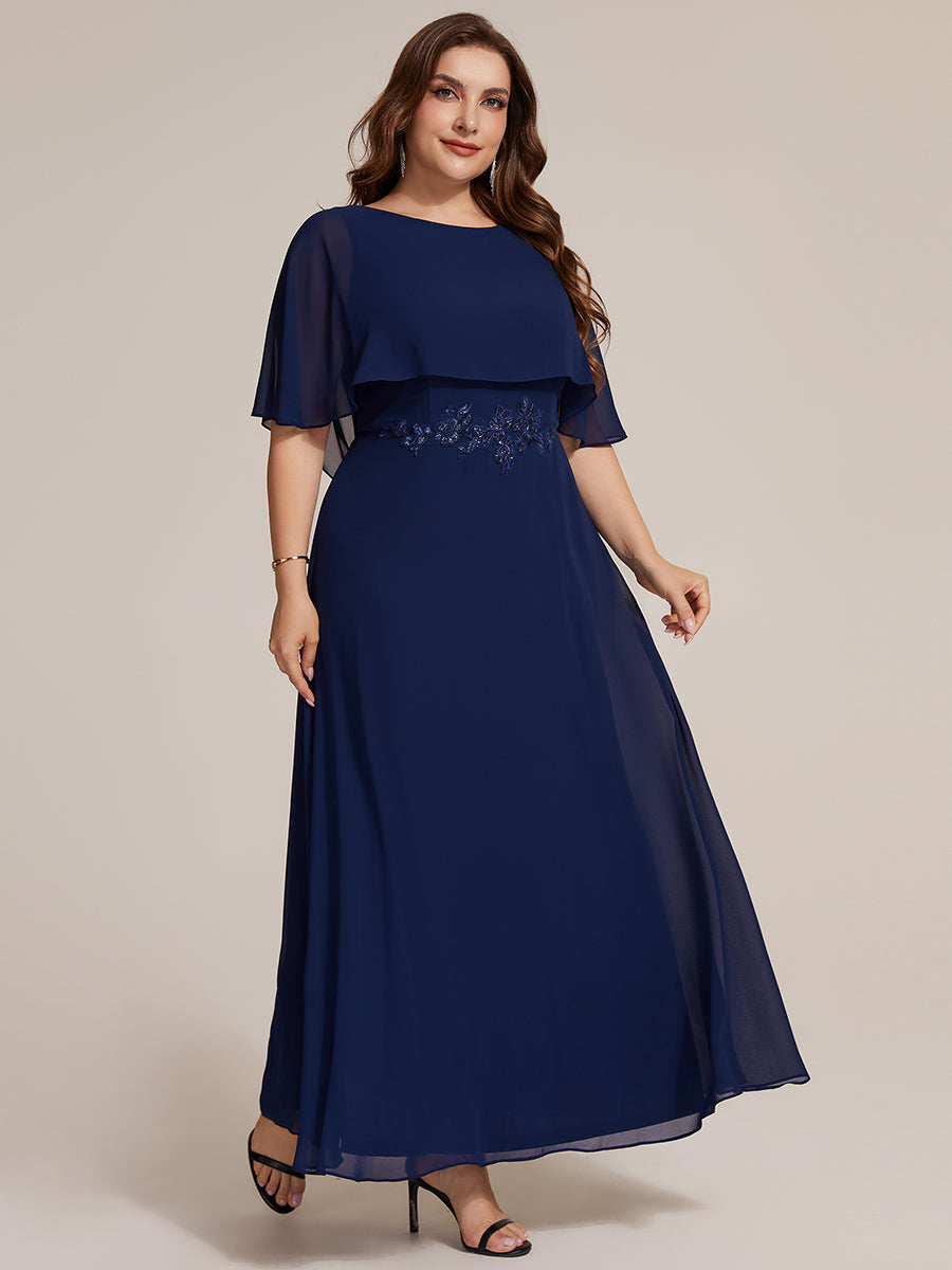 Plus Size Chiffon Cape Sleeve Mother of the Bride Dress