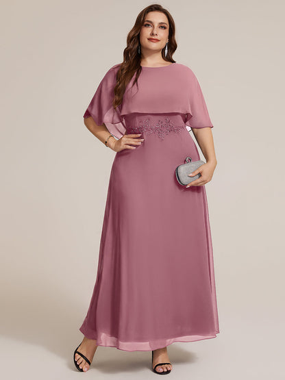 Plus Size Chiffon Cape Sleeve Mother of the Bride Dress