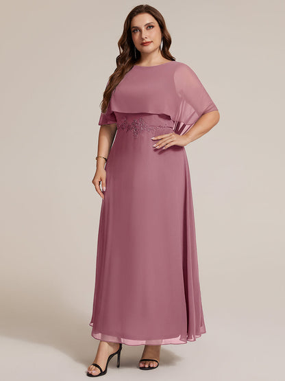 Plus Size Chiffon Cape Sleeve Mother of the Bride Dress