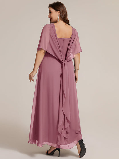 Plus Size Chiffon Cape Sleeve Mother of the Bride Dress