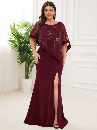 ever CELINE|Lace Sequin Shirt Bodycon Floor-Length Mother Dress