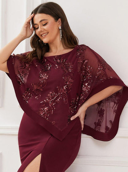 ever CELINE|Lace Sequin Shirt Bodycon Floor-Length Mother Dress