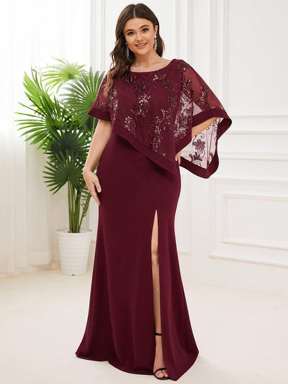 ever CELINE|Lace Sequin Shirt Bodycon Floor-Length Mother Dress