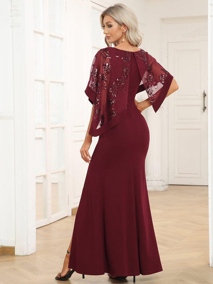 ever CELINE|Lace Sequin Shirt Bodycon Floor-Length Mother Dress