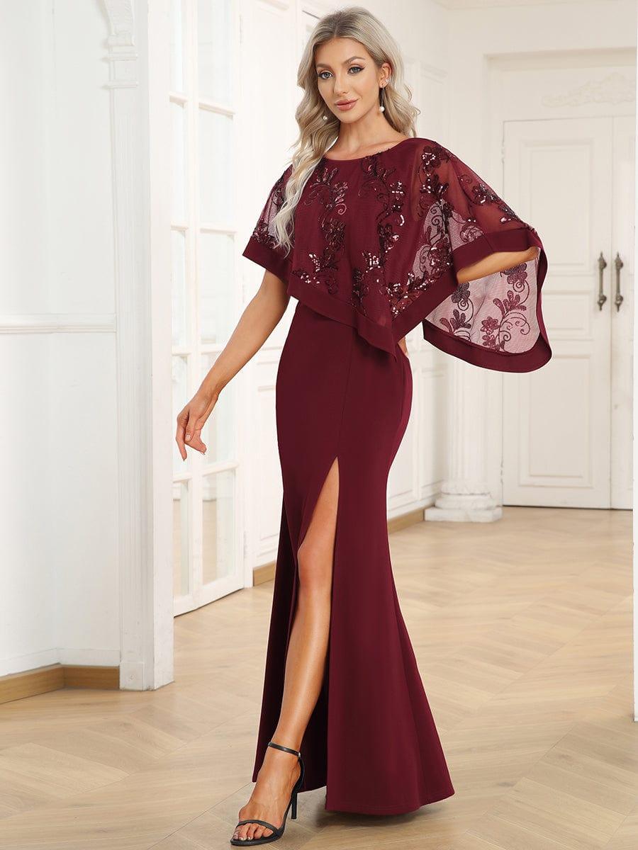 ever CELINE|Lace Sequin Shirt Bodycon Floor-Length Mother Dress