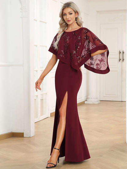 ever CELINE|Lace Sequin Shirt Bodycon Floor-Length Mother Dress