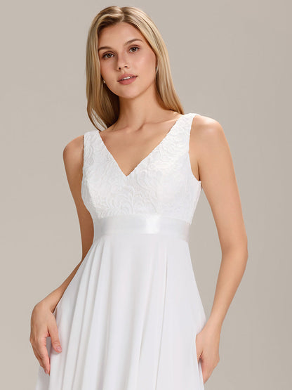 ever COSTA|Stunning V Neck Lace Dress with Asymmetrical Hems