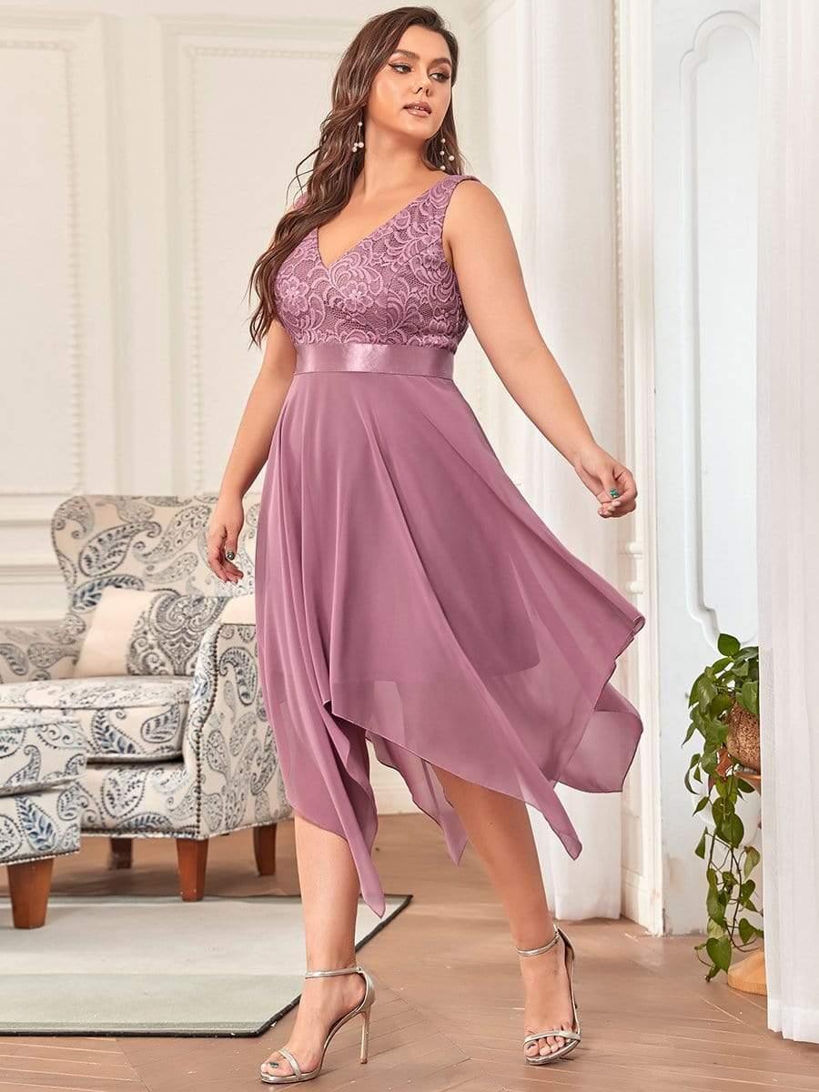 pretty COSTA|Plus Size Stunning V Neck Prom Lace Dress for Women