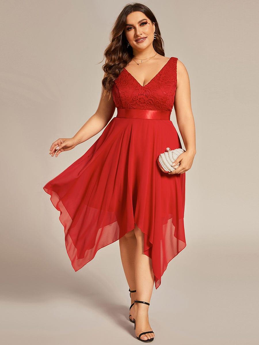 pretty COSTA|Plus Size Stunning V Neck Prom Lace Dress for Women