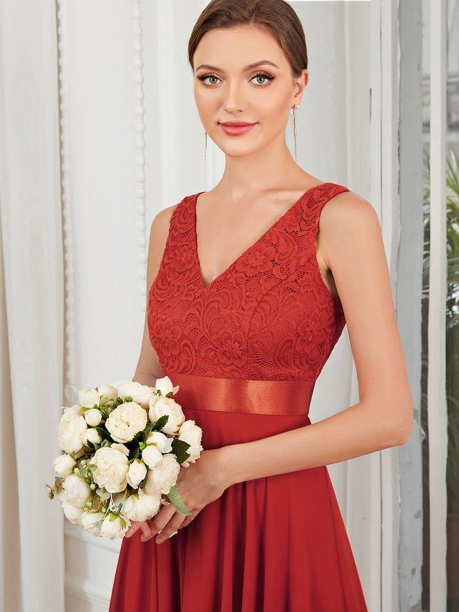 ever COSTA|Stunning V Neck Lace Dress with Asymmetrical Hems