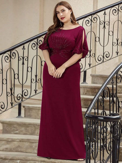 ever VICOTIRE|Round Neck Bodycon Half Sleeve Formal Dress