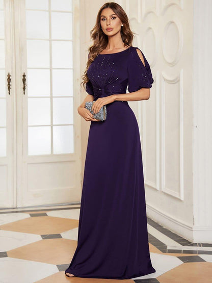 ever VICOTIRE|Trendy Round Neck Bodycon Wedding Guest Dress with Sleeves