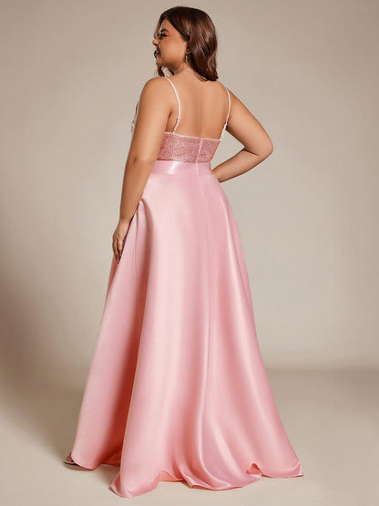 pretty ALYNA|High Low Sleeveless Plus Size Dresses With Sequin for Evening