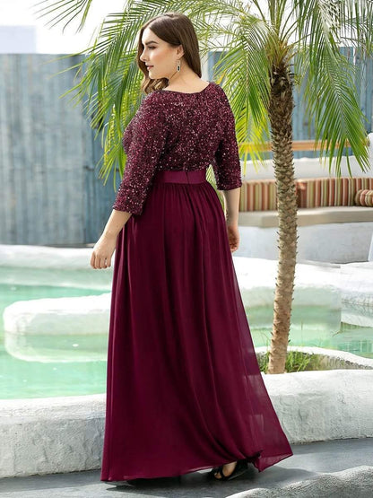 pretty FLORENCE|Plus Size Sequin 3/4 Sleeves Dresses
