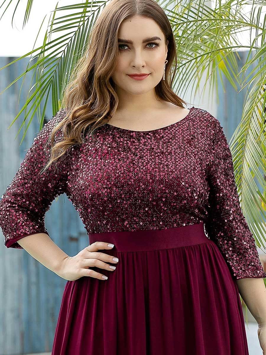 ever FLORENCE|Sequin Round Neckline Dress with Chiffon