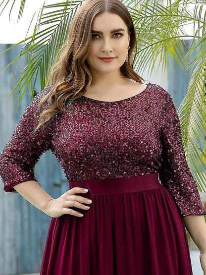 pretty FLORENCE|Plus Size Sequin 3/4 Sleeves Dresses
