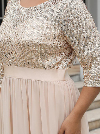 pretty FLORENCE|Plus Size Sequin 3/4 Sleeves Dresses