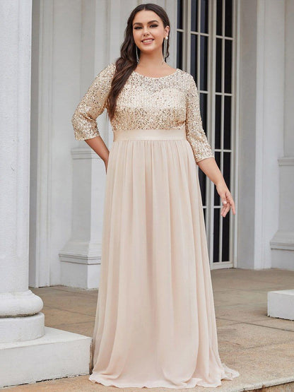 pretty FLORENCE|Plus Size Sequin 3/4 Sleeves Dresses