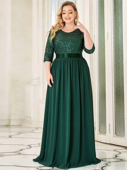 pretty FLORENCE|Plus Size Sequin 3/4 Sleeves Dresses